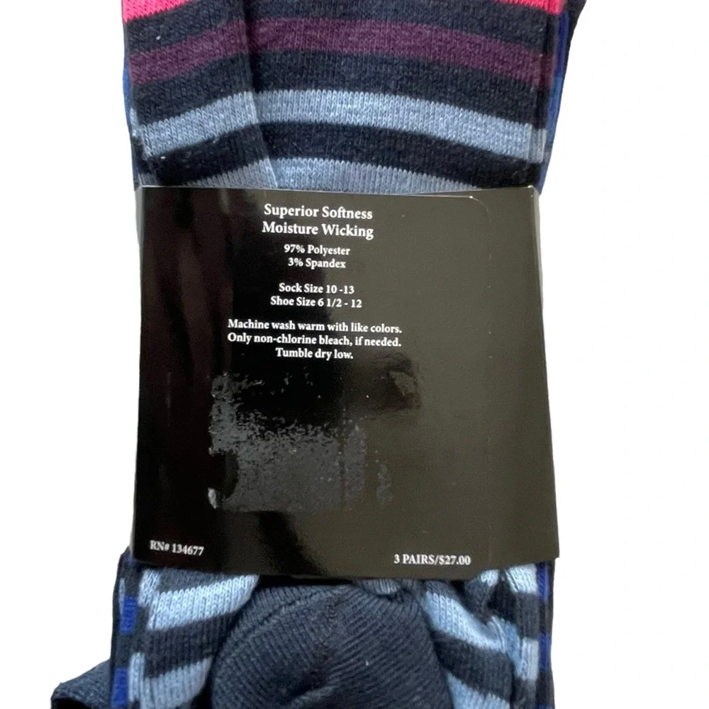 Men's ADOLFO Couture Dress Socks Blue Colorful Dots Stripes 3-Pairs Size 10-13